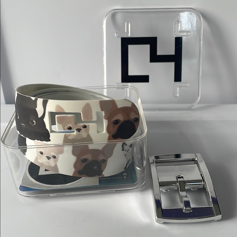 Stylish Dog Print Belt - White